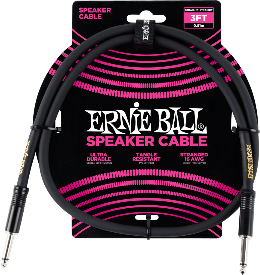 Ernie Ball P06071 3in. Straight / Straight Speaker Cable 0.91m Droit / Droit Black - Kabel - Main picture