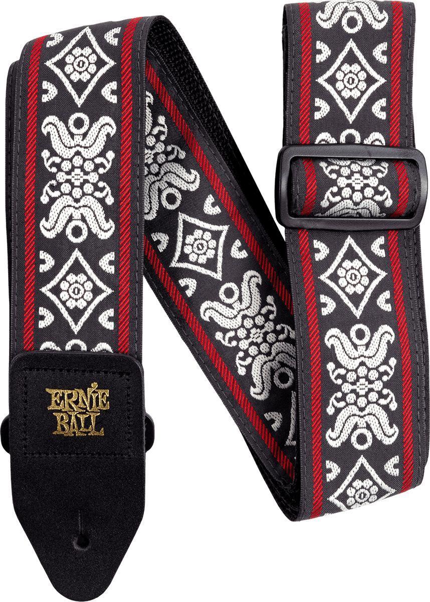 Gitaarriem Ernie ball Jacquard 2-inches Guitar Strap - Blackjack Red
