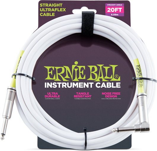 Ernie Ball Ultraflex Instrument Classic Jack/jack CoudÉ 6m Blanc - Kabel - Main picture