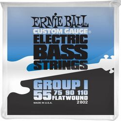 Elektrische bassnaren Ernie ball BASS (4) 2802 Flatwound Group 1 55-110 - Set van 4 snaren