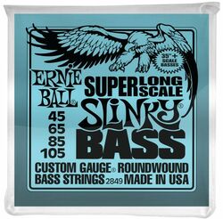 Elektrische bassnaren Ernie ball Bass (4) 2849 Slinky Super Long Scale 45-105 - Set van 4 snaren