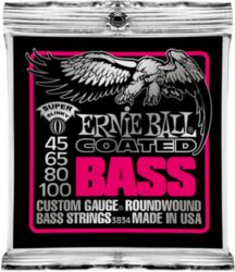 Elektrische bassnaren Ernie ball Bass (4) 3834 Coated Super Slinky 45-100 - Set van 4 snaren