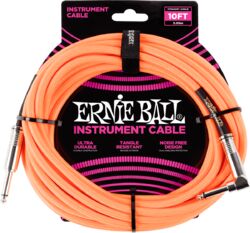 Kabel Ernie ball Cables Instrument Gaine Tissée Jack/Jack Coudé 3m Orange