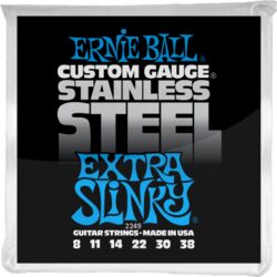 Elektrische gitaarsnaren Ernie ball Electric (6) 2249 Stainless Steel Extra Slinky 8-38 - Snarenset