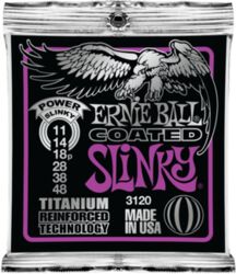 Elektrische gitaarsnaren Ernie ball Electric (6) 3120 Coated Titanium Power Slinky 11-48 - Snarenset