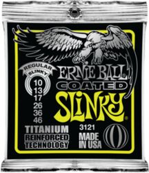 Elektrische gitaarsnaren Ernie ball Electric (6) 3121 Coated Titanium Regular Slinky 10-46 - Snarenset