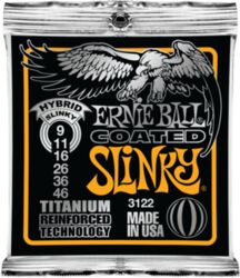 Elektrische gitaarsnaren Ernie ball Electric (6) 3122 Coated Titanium Hybrid Slinky 09-46 - Snarenset