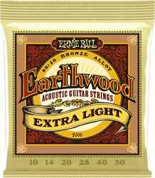 Westerngitaarsnaren  Ernie ball Folk (6) EarthWood Extra Light 10-50 - Snarenset