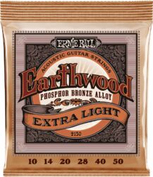 Westerngitaarsnaren  Ernie ball Folk (6) 2150 Earthwood Extra Light 10-50 - Snarenset