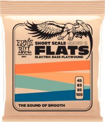 Elektrische bassnaren Ernie ball SLINKY FLATS BASS SHORT SCALE 45-105 - Set van 4 snaren