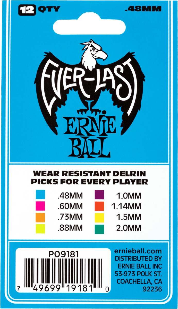 Ernie Ball Everlast Sachet De 12 Bleu 0,48mm - Plectrum - Variation 2