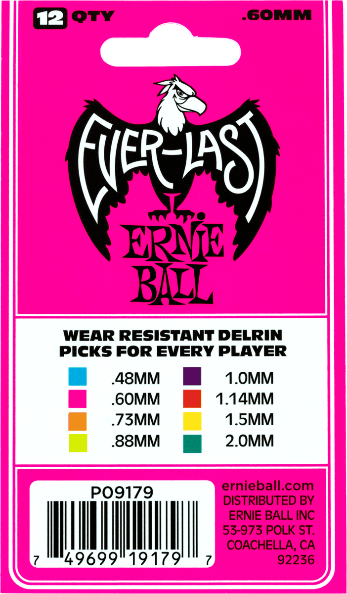Ernie Ball Everlast 0.60mm Rose (sachet De 12) - Plectrum - Variation 2