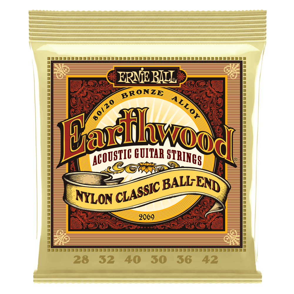 Ernie Ball Jeu De 12 Cordes Classic (12) 2069 Earthwood Nylon 80/20 Bronze Ball-end 28-42 - Nylonsnaren voor klassieke gitaar - Variation 1