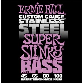 Ernie Ball Jeu De 4 Cordes Bass (4) 2844 Custom Gauge Stainless Steel Super Slinky 45-100 - Elektrische bassnaren - Variation 1
