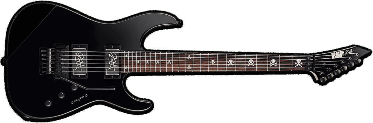 Esp Custom Shop Kirk Hammett Kh-2 Neck Thru Body Jap Signature 2h Emg Fr Rw - Black - Elektrische gitaar in Str-vorm - Main picture