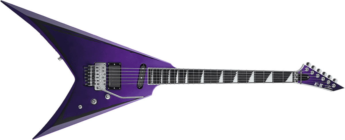 Esp E-ii Alexi Laiho Ripped Signature Hs Fr Eb - Purple Fade Satin W/ Ripped Pinstripes - Metalen elektrische gitaar - Main picture