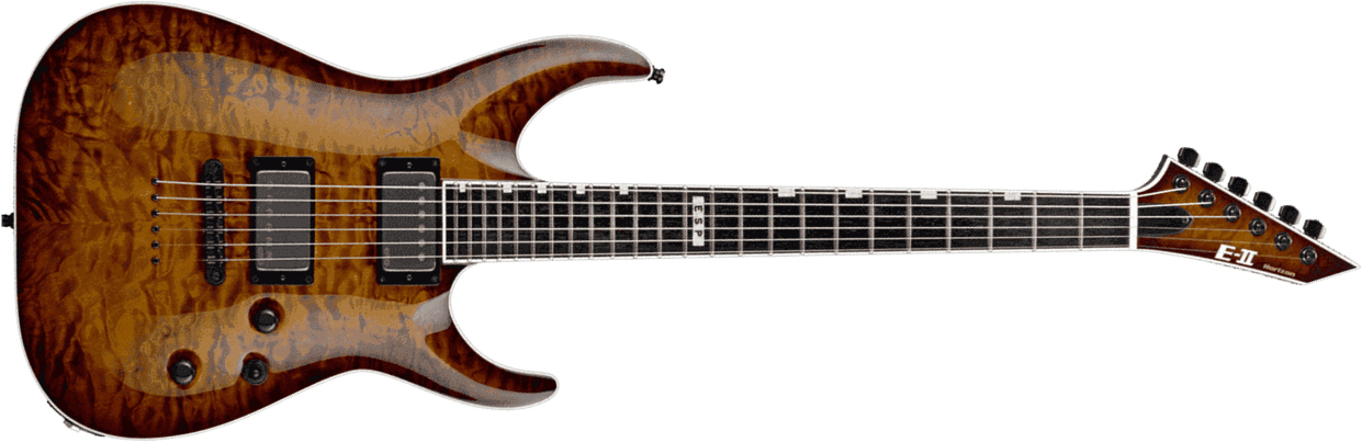 Esp E-ii Horizon Nt-ii Jap 2h Emg Ht Eb - Amber Cherry Sunburst - Elektrische gitaar in Strat vorm - Main picture