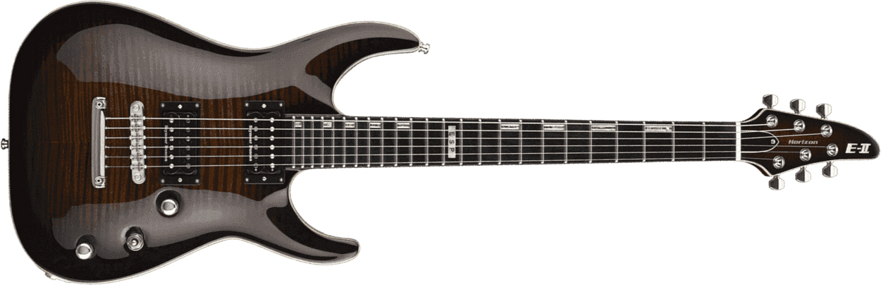Esp E-ii Horizon Nt Japon Hh Seymour Duncan Ht Eb - Dark Brown Sunburst - Elektrische gitaar in Str-vorm - Main picture
