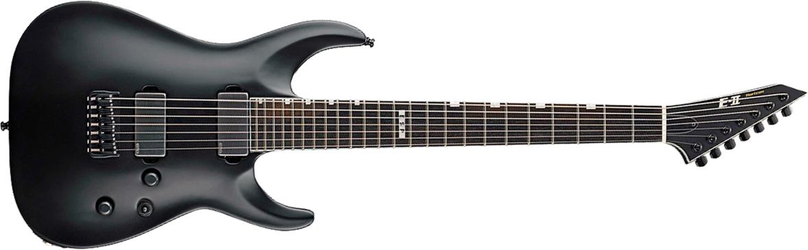 Esp Eii Horizon Nt7b Hipshot Jap 7c Baryton 2h Emg Eb - Black Satin - Bariton elektrische gitaar - Main picture