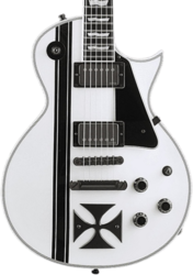 Enkel gesneden elektrische gitaar Esp Custom Shop James Hetfield Iron Cross (Japan) - Snow white