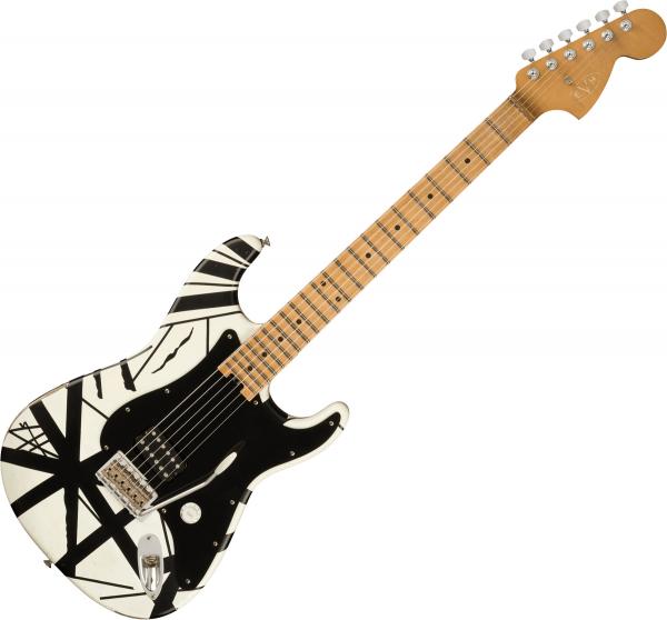 Solid body elektrische gitaar Evh                            Striped Series '78 Eruption - White with Black Stripes Relic