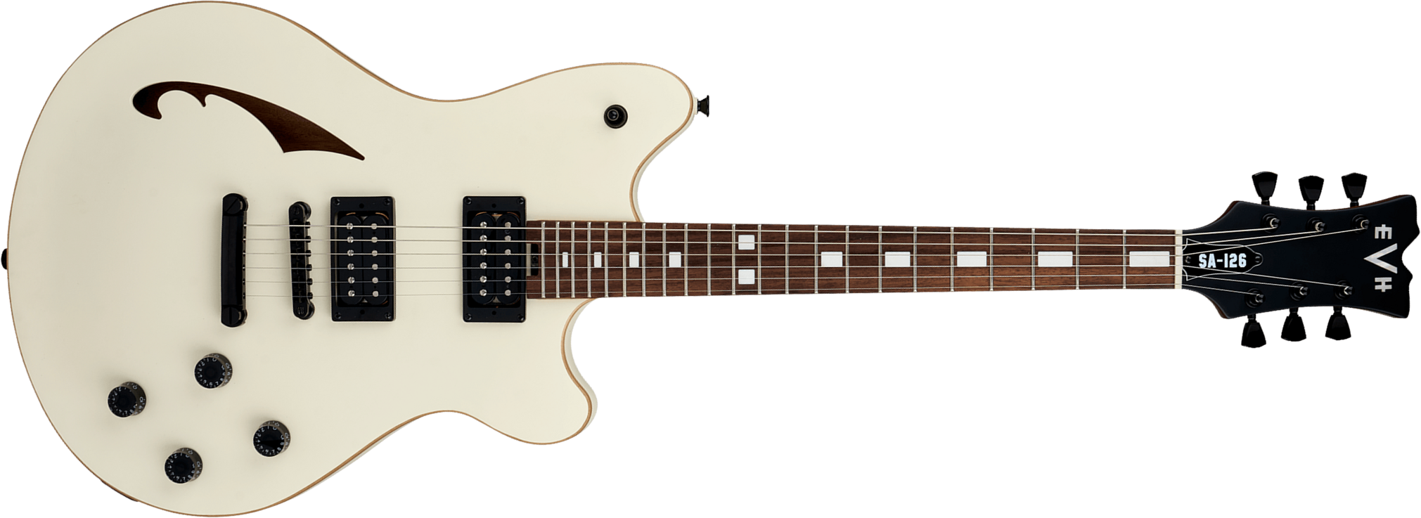 Evh Sa126 Standard 2h Ht Rw - Satin Vintage White - Semi hollow elektriche gitaar - Main picture