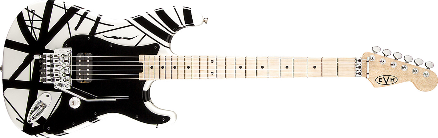 Evh Striped Series - White With Black Stripes - Elektrische gitaar in Str-vorm - Main picture