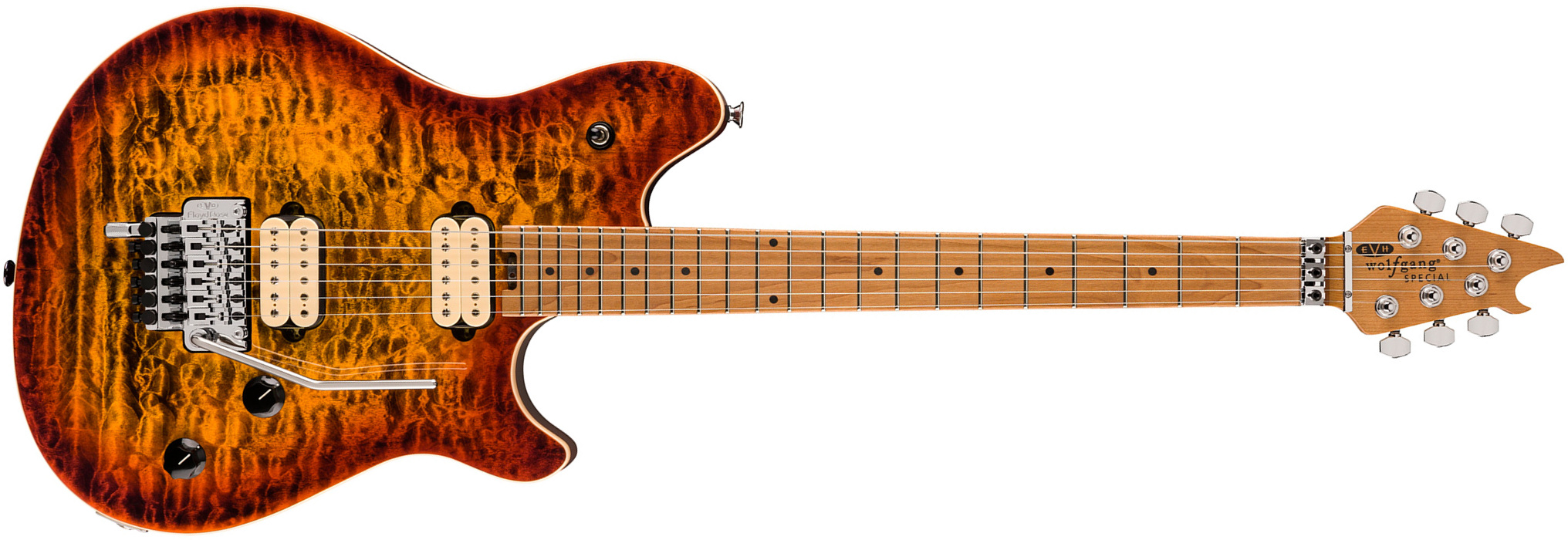 Evh Wolfgang Special Qm 2h Fr Mn - Tiger Eye Glow - Guitarra eléctrica de doble corte. - Main picture