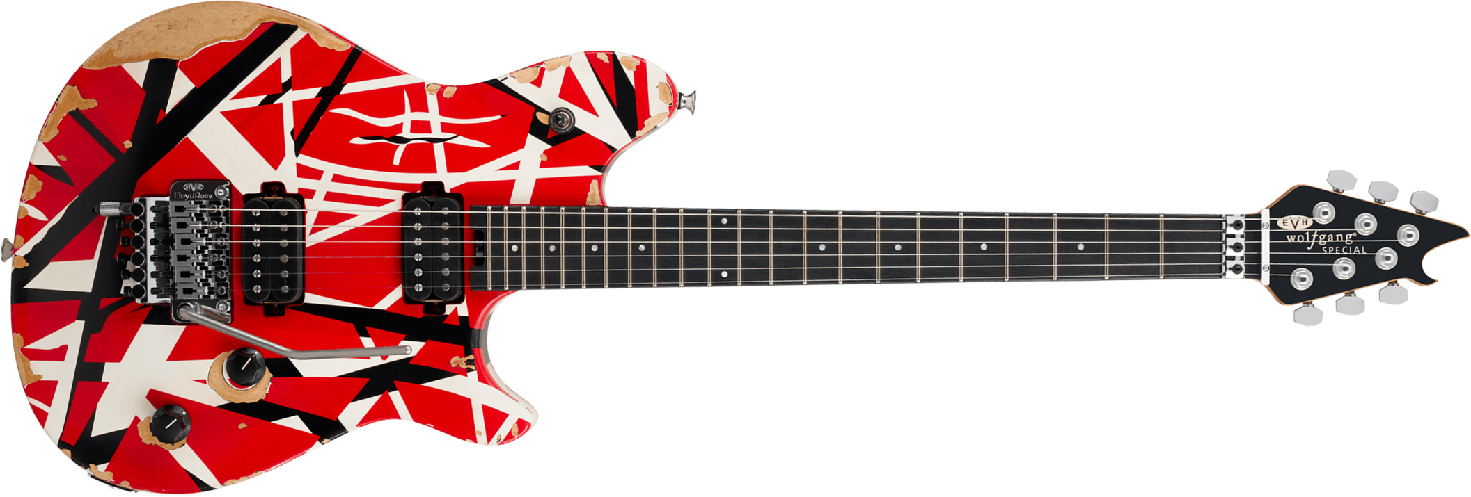 Evh Wolfgang Special Striped Ltd Mex 2h Fr Eb - Aged Red Black & White Stripes - Metal elektrische gitaar - Main picture