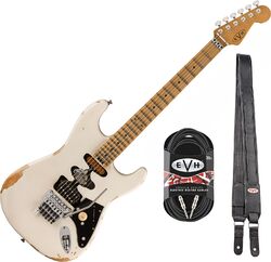 Elektrische gitaar set Evh                            Frankenstein Relic + Premium Cable 20 ft + Premium Leather Strap - white