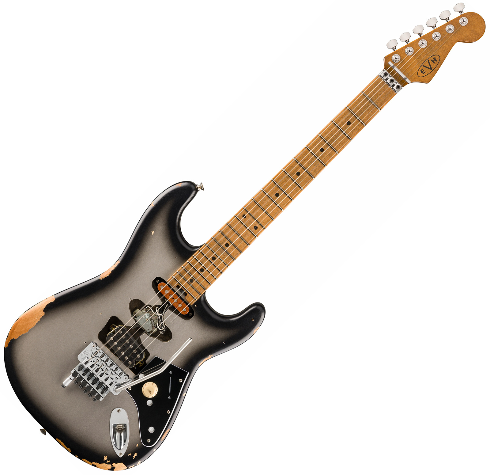 Evh Frankenstein Relic Mex 1h Fr Mn + Premium Cable 42.inc + Premium Strap - Silverburst - Elektrische gitaar set - Variation 1