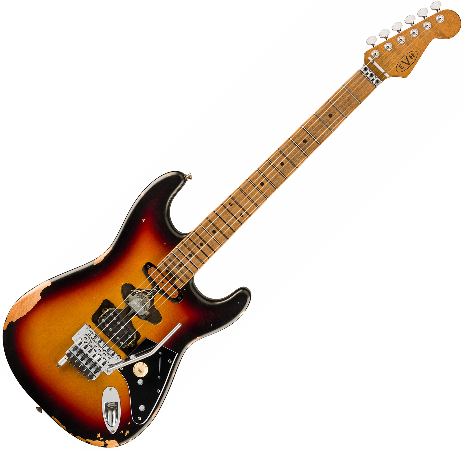 Evh Frankenstein Relic Mex 1h Fr Mn + Premium Cable 42.inc + Premium Strap - Vintage Sunburst - Elektrische gitaar set - Variation 1