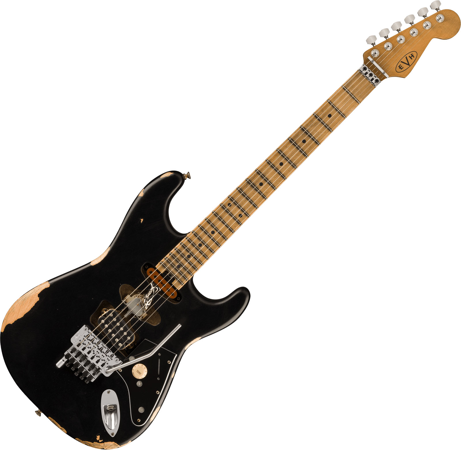 Evh Frankenstein Relic Mex 1h Fr Mn + Premium Cable 42.inc + Premium Strap - Black - Elektrische gitaar set - Variation 1