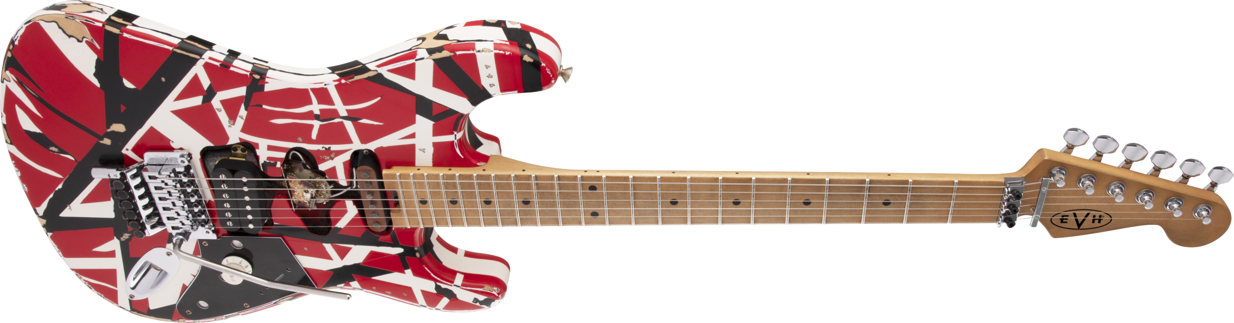 Evh Eddie Van Halen Frankenstein Frankie Striped Series Mex H Fr Mn - Red With Black & White Stripes - Elektrische gitaar in Str-vorm - Variation 3