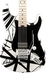 Elektrische gitaar in str-vorm Evh Striped Series - White with black stripes