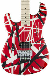 Linkshandige elektrische gitaar Evh                            Striped Series 5150 LH Gaucher - Red black white stripes