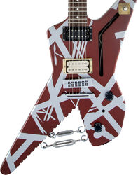 Metalen elektrische gitaar Evh                            Striped Series Shark - Burgundy with silver stripes