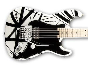 Evh Striped Series - White With Black Stripes - Elektrische gitaar in Str-vorm - Variation 2