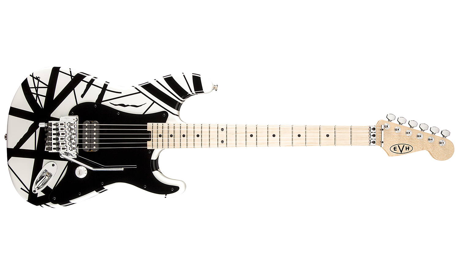 Evh Striped Series - White With Black Stripes - Elektrische gitaar in Str-vorm - Variation 3