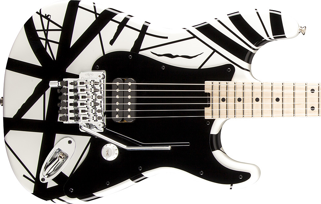 Evh Striped Series - White With Black Stripes - Elektrische gitaar in Str-vorm - Variation 4