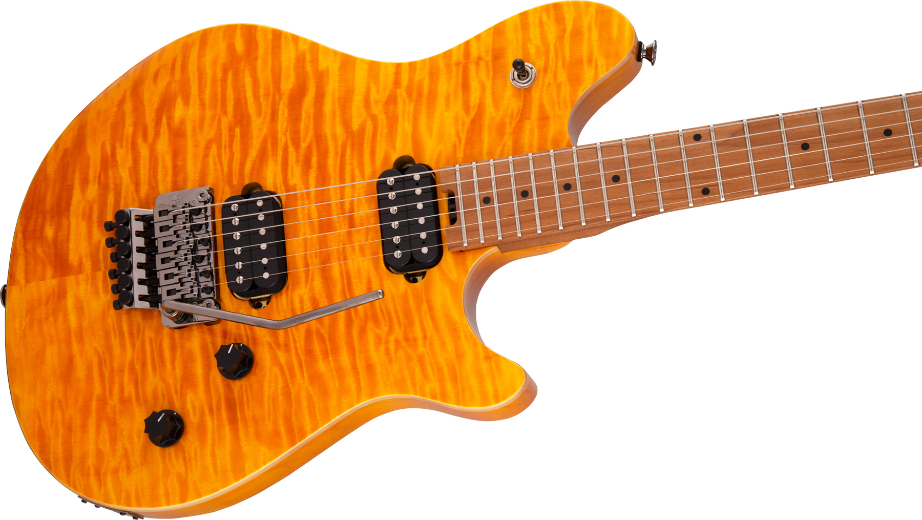 Evh Wolfgang Wg Standard Qm 2h  Fr Mn - Transparent Amber - Metalen elektrische gitaar - Variation 2