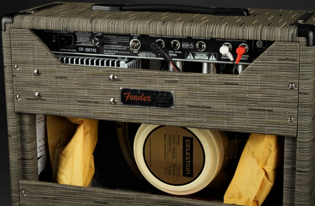 Fender 65 Princeton Reverb Fsr Ltd 15w 1x12 Celestion Creamback Chilewich Charcoal - Combo voor elektrische gitaar - Variation 1