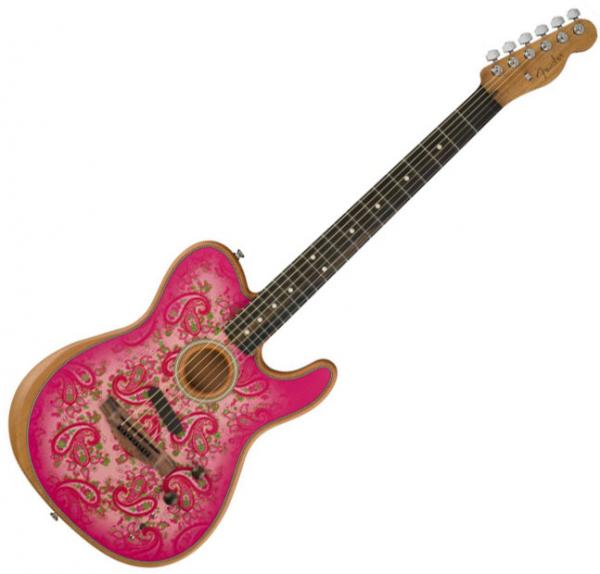Westerngitaar & electro Fender American Acoustasonic Telecaster FSR Ltd (USA) - Pink paisley
