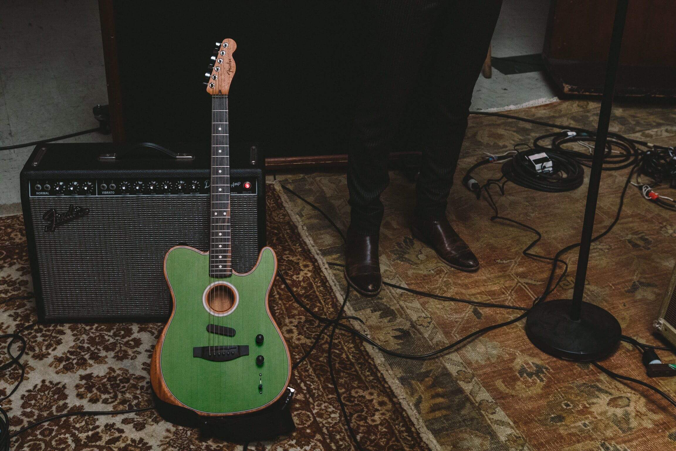 Fender Tele American Acoustasonic Usa Eb - Surf Green - Westerngitaar & electro - Variation 6