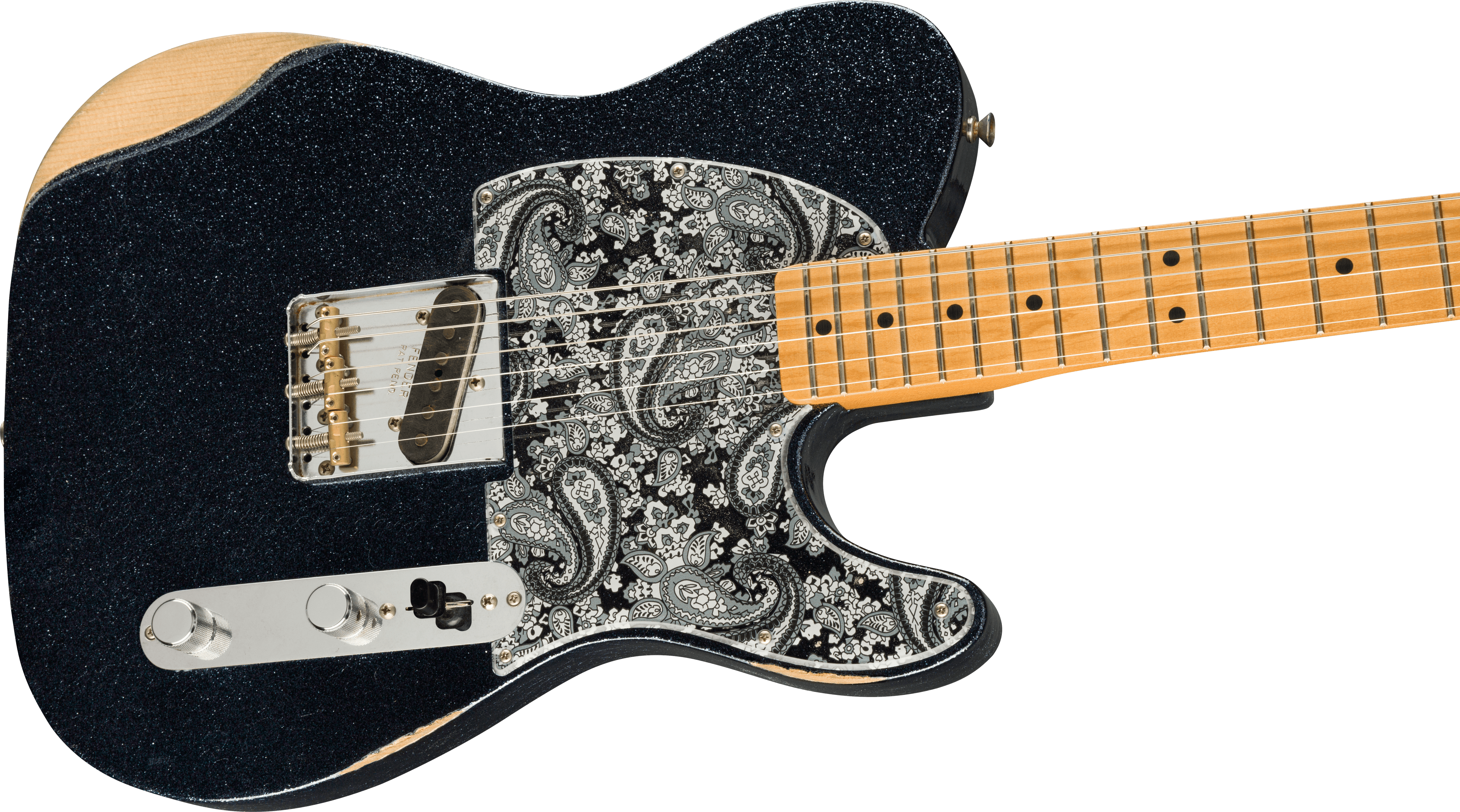 Fender Brad Paisley Esquire Tele Signature Mex Mn - Road Worn Black Sparkle - Televorm elektrische gitaar - Variation 2