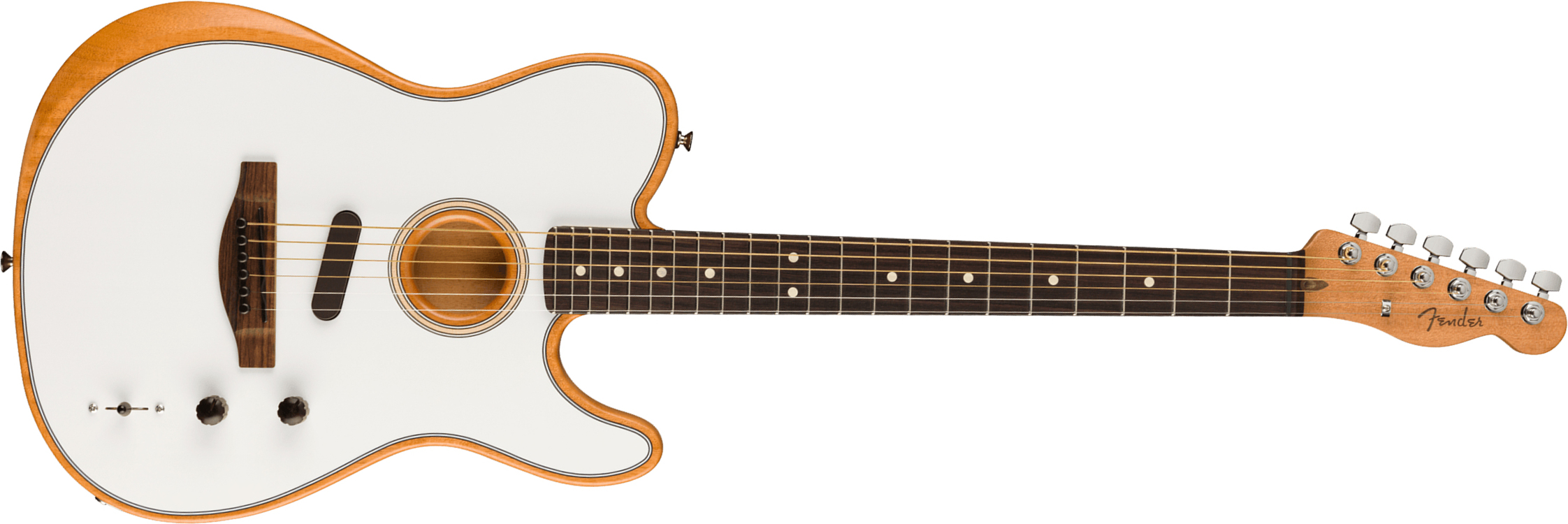 Fender Acoustasonic Tele Player Mex Epicea Acajou Rw - Arctic White - Elektro-akoestische gitaar - Main picture