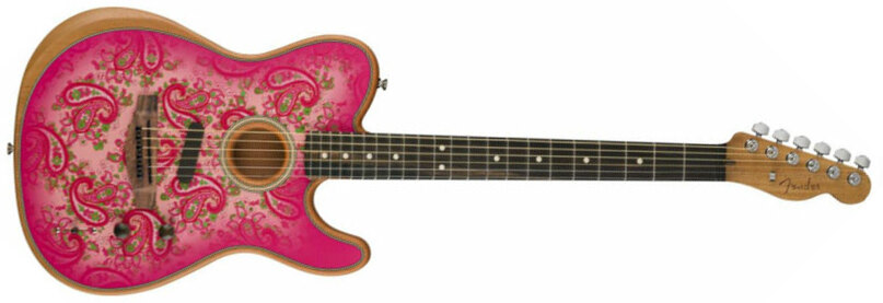 Fender American Acoustasonic Tele Fsr Ltd Epicea Acajou Rw - Pink Paisley - Westerngitaar & electro - Main picture