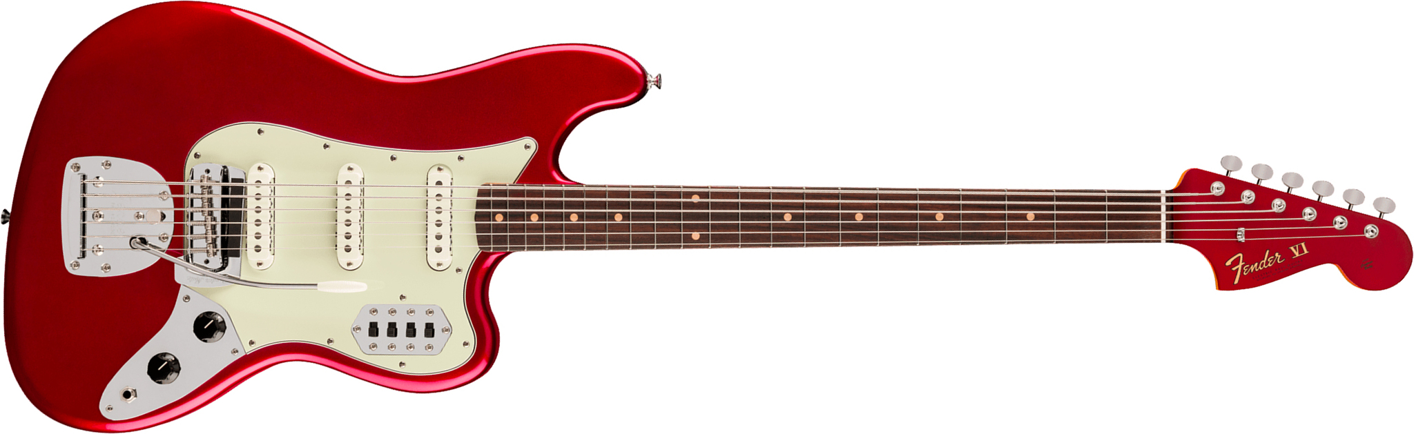Fender Bass Vi Early 60s Vintera 3 Mex Shsc Rw - Candy Apple Red - Solid body elektrische bas - Main picture