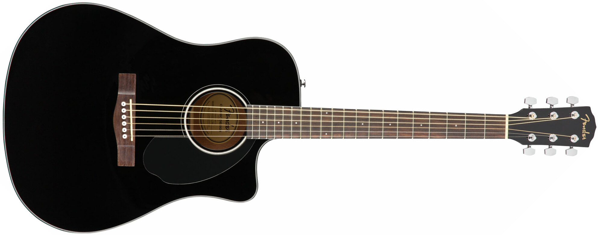 Fender Cd-60sce Dreadnought Cw Epicea Acajou Wal - Black - Elektro-akoestische gitaar - Main picture