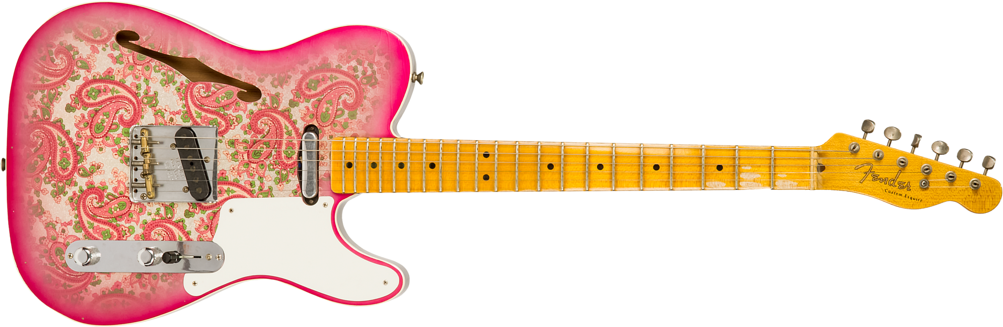 Fender Custom Shop Double Esquire/tele Custom 2s Ht Mn #r97434 - Journeyman Relic Aged Pink Paisley - Semi hollow elektriche gitaar - Main picture